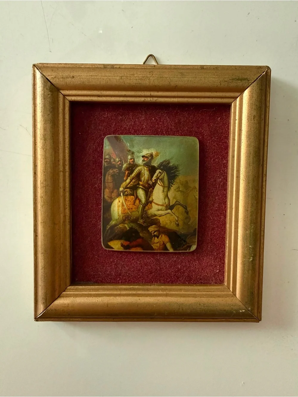 Vintage Framed Miniature Knight on Horse Medieval Wall Art Decor